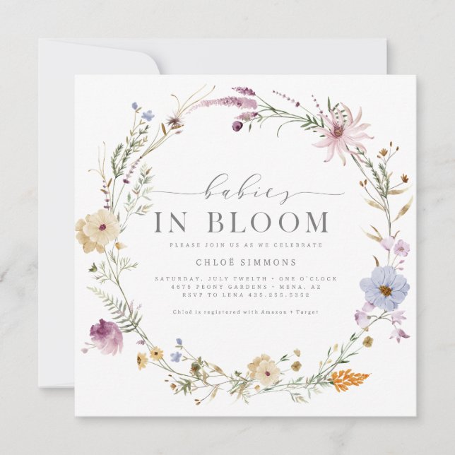 Invitation Bébés floraux printaniers dans le Baby shower Carr (Devant)