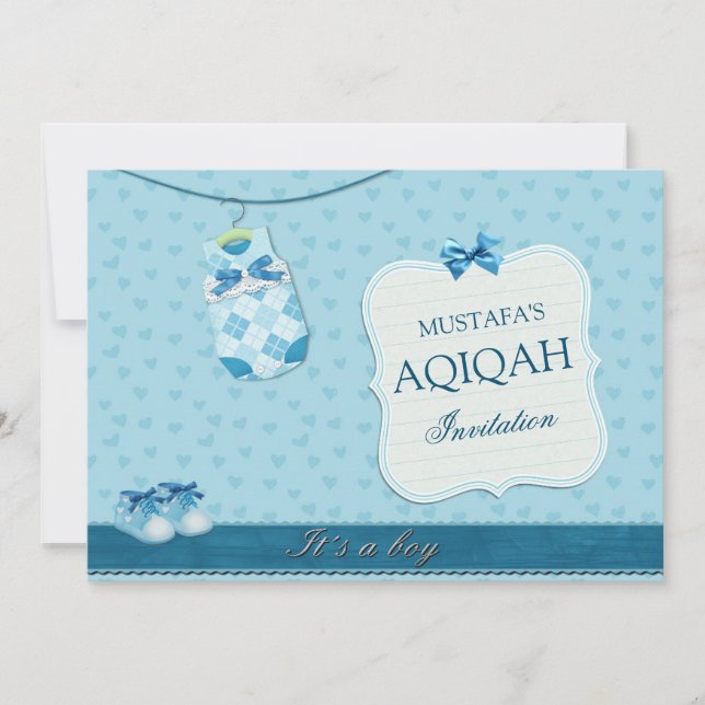Invitation Bébés mignons Vêtements Bébé Garçon Aqiqah (Devant)