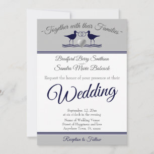 Invitation Bécasseau bleu marine gris marine blanc