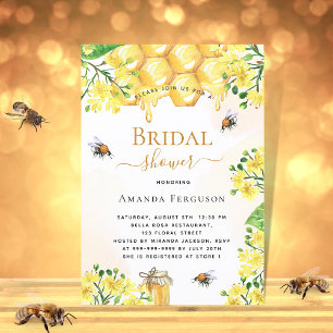 Invitation Bee Bridal douche or jaune fleurons mignon