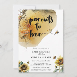 Invitation Bee de tournesol   Baby shower d'abeilles