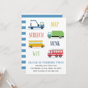 Invitation Beep Screech Woo Fête d'anniversaire de l'enfant_B