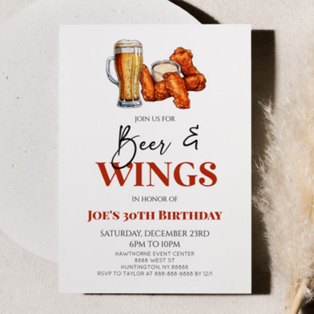 Invitation Beer and Wings Chicken Wings Birthday Party (Créateur téléchargé)
