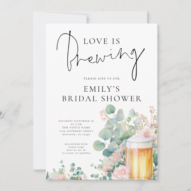 Invitation Beer Love is Brewing Bridal Shower (Devant)