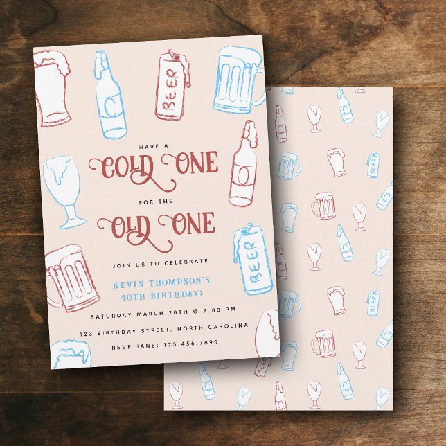 Invitation Beers Rustic Hand Drawn Whimsical Beer Birthday (Beers Rustic Hand Drawn Whimsical Beer Birthday Invitation)