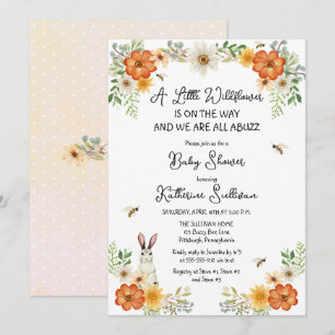 Invitation Bees Spring Petit Fleur sauvage Baby shower fille