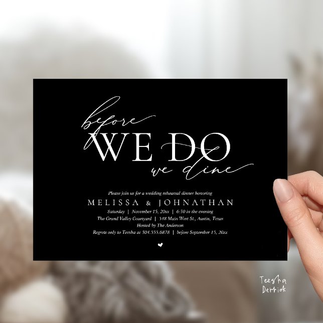 Invitation Before We Do, We Dine, Wedding Rehearsal Dinner (Before We Do, We Dine, Wedding Rehearsal Dinner Invitation Card Black White)
