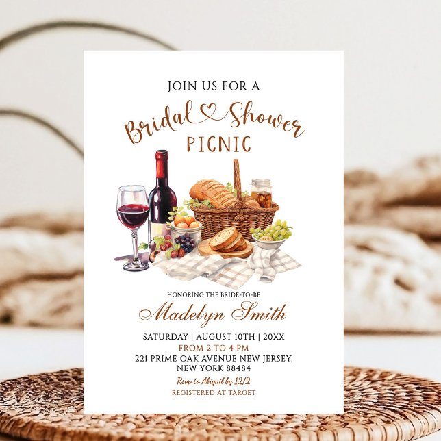 Invitation Beige Earth Tone Bridal Shower Picnic Party (Créateur téléchargé)