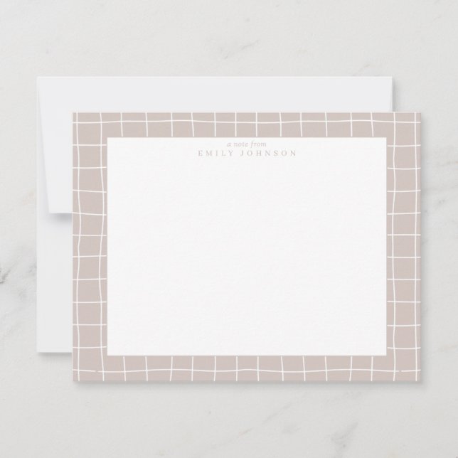 Invitation Beige Grid Frame Note Card (Devant)