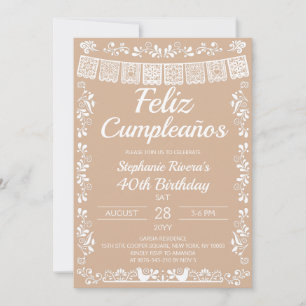 Invitation Beige Joyeux Anniversaire 40e Anniversaire