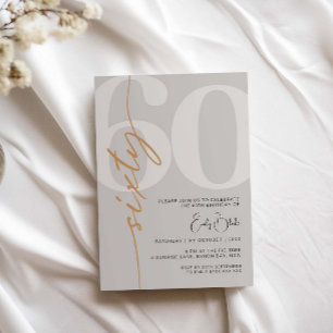 Invitation Beige minimaliste Soixante 60e anniversaire