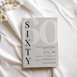 Invitation Beige minimaliste Soixante 60e anniversaire