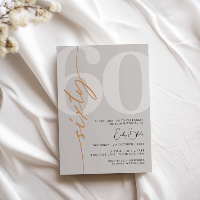 Invitation Beige minimaliste Soixante 60e anniversaire (Créateur téléchargé)