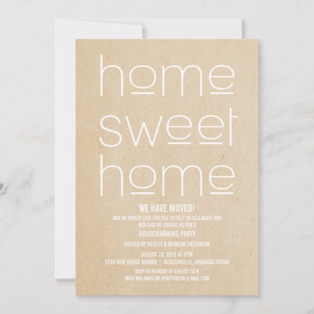 Invitation Beige moderne Sweet Home Fête de chauffage (Devant)