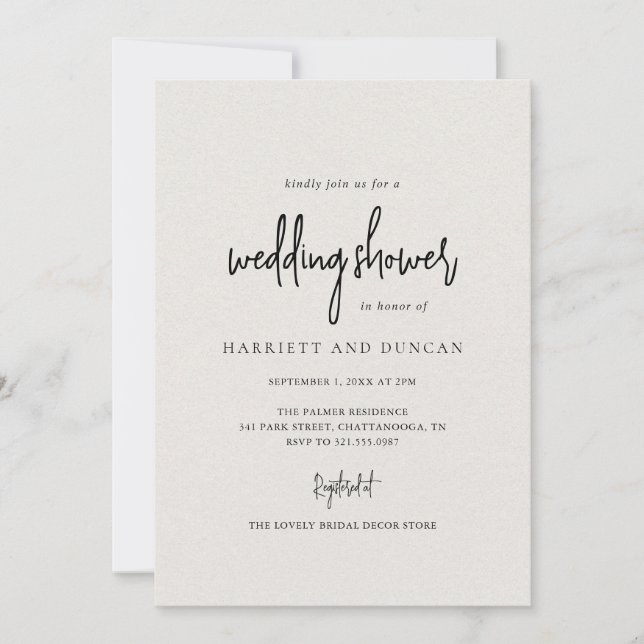Invitation Beige neutre intemporel Elégant Mariage Douche (Devant)