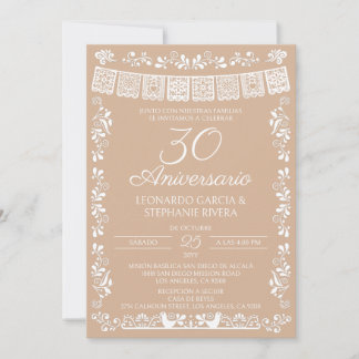 Invitation Beige Papel Picado 30e anniversaire