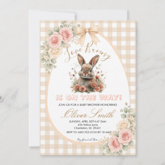 Invitation Beige Some Bunny is on the Way Baby Shower