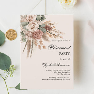 Invitation Beige taupe rose pampas herbe retraite fête