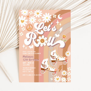 Invitation Beige TOUT ÂGE Let's Roll Retro Groovy Anniversair