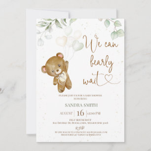 Invitation Beige Vert On Peut Attendre Baby shower