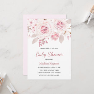 Invitation Bel Elégant Baby shower Rose Blush