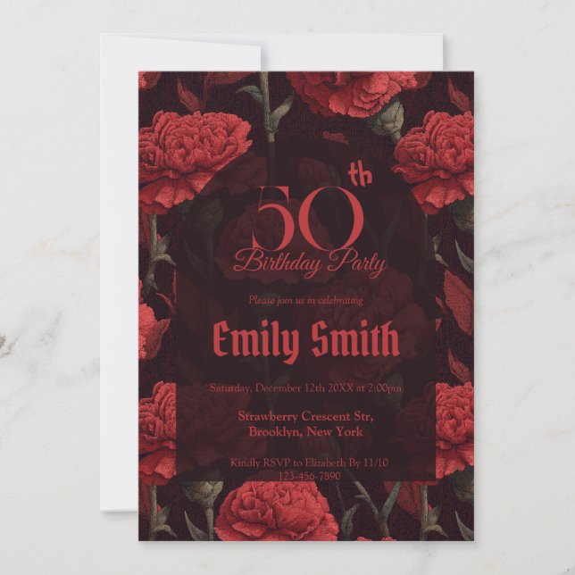 Invitation Belle Accent Œillet 30e Anniversaire (Devant)