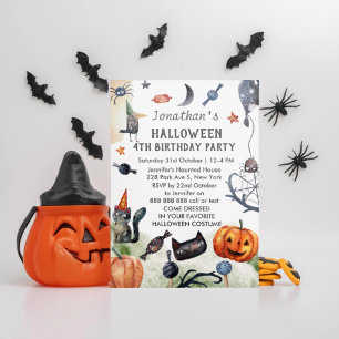 Invitation Belle Aquarelle Anniversaire de enfant Halloween