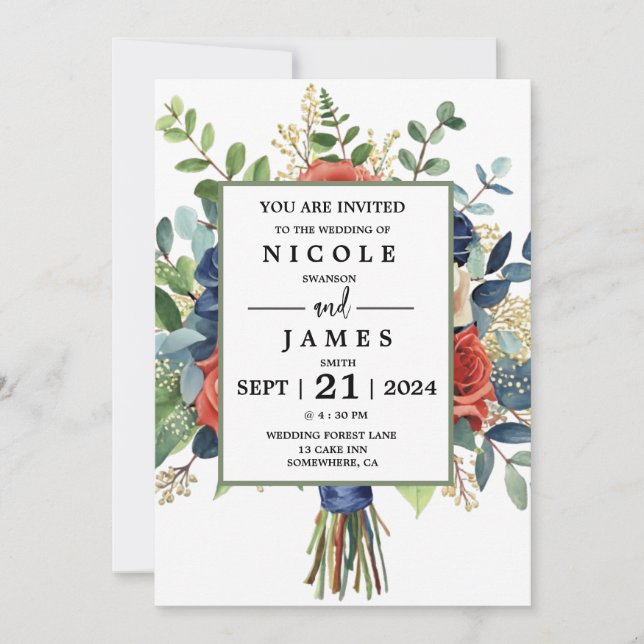 Invitation Belle aquarelle Bouquet floral (Devant)