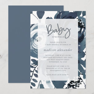Invitation Belle arrosage Floral Bleu et Blanc
