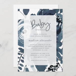 Invitation Belle arrosage Floral Bleu et Blanc