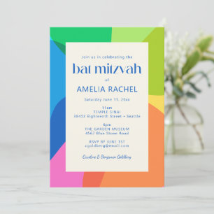 Invitation Belle Bar Mitzvah Moderne Géométrique Colorée