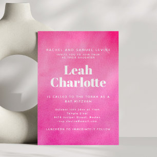 Invitation Belle Bar Mitzvah Rose Moderne Aquarelle