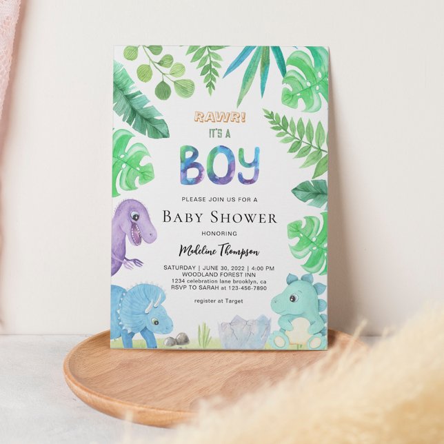 Invitation Belle Botanique C'est Un Baby shower de dinosaure  (Créateur téléchargé)