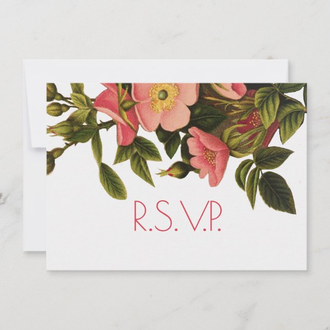 Invitation Belle Botanique rose Rose vintage (Devant)