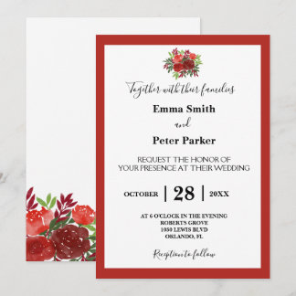 Invitation Belle Bourgogne Floral Bouquet Mariage