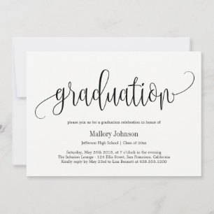 Invitation Belle Calligraphie ÉDITABLE Fête de graduation en 