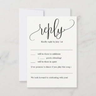 Invitation Belle Calligraphie Mariage RSVP sans menu