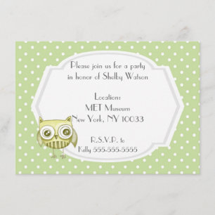 Invitation Belle Chouette avec Pastel Pois Custom Turquoise