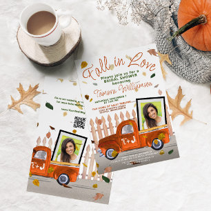 Invitation Belle Chute En Amour Photo QR Orange Truck Douche