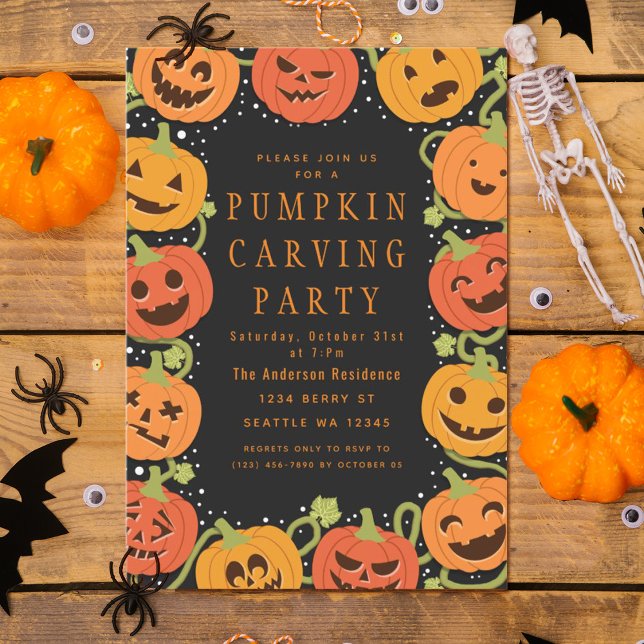 Invitation Belle Citrouille Carving Halloween Party Invitatio (Créateur téléchargé)