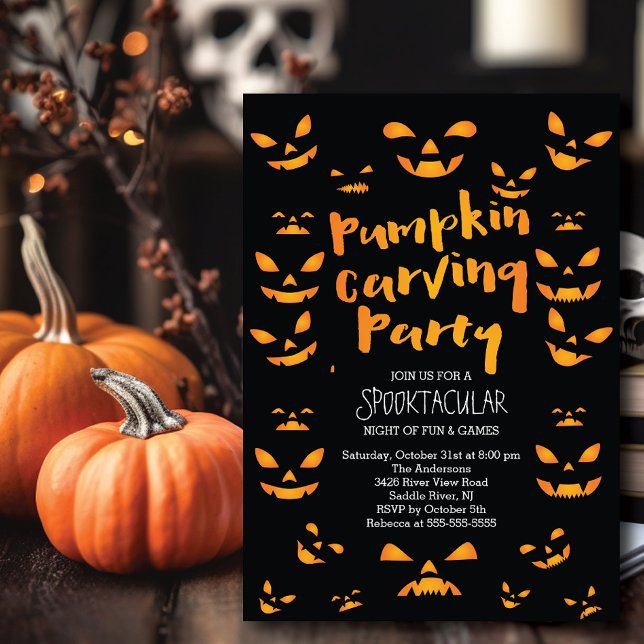 Invitation Belle Citrouille Carving Halloween Party Invitatio (Créateur téléchargé)