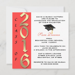 Invitation Belle Classique Élégante 2016 Graduation Invitatio