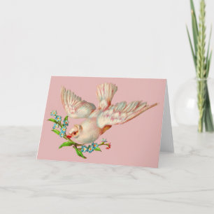 Invitation belle colombe blanche avec sprig dans la bouche
