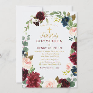 Invitation Belle communion sainte de la première floraison bo