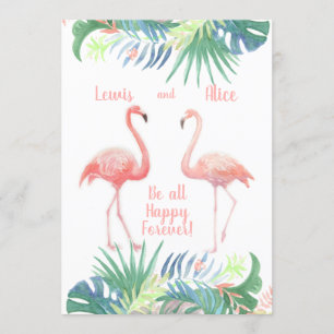 Invitation Belle Conte Fée Pour Deux Flamants roses Fleur Tro