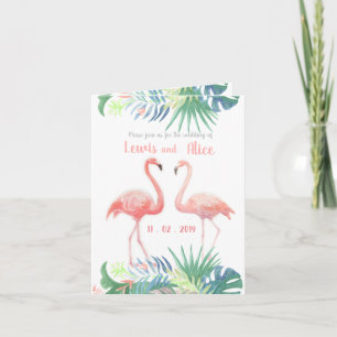 Invitation Belle Conte Fée Pour Deux Flamants roses Fleur Tro