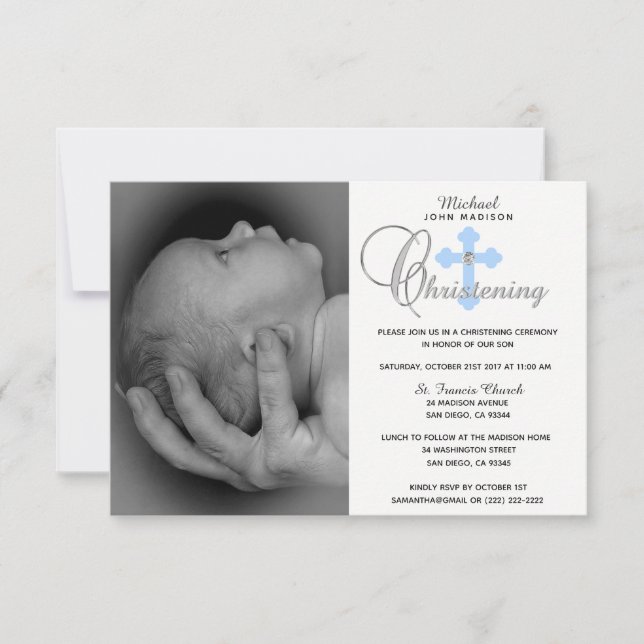Invitation Belle Croix Bleue Bleue Bleue Belle PHOTO-Christen (Devant)