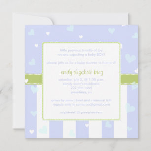 Invitation Belle dans baby shower Blue Little Hearts
