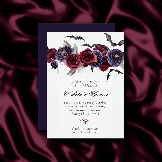 Invitation Belle déplaisante | Chauves-souris florales rouge  (Créateur téléchargé)