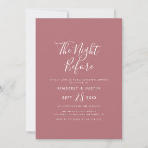 Invitation belle écriture poussiéreuse nuit rose avant l'invi
